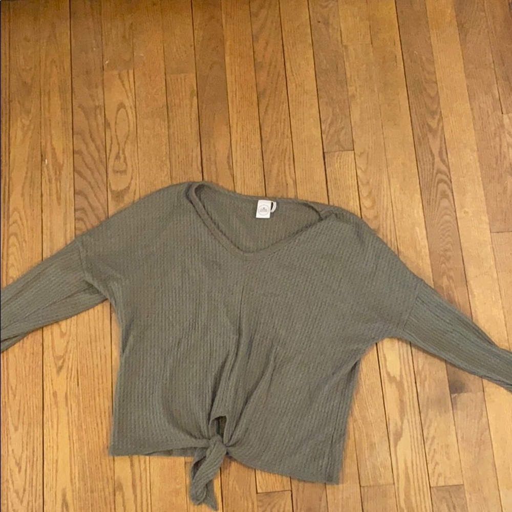 Green tie front shirt